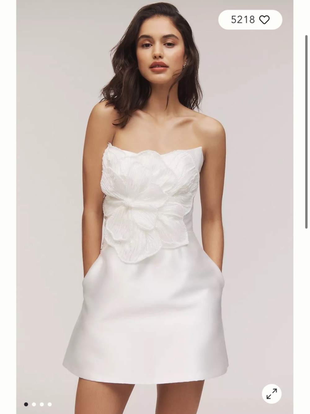Anthropologie Watters Brie Strapless White Dress
